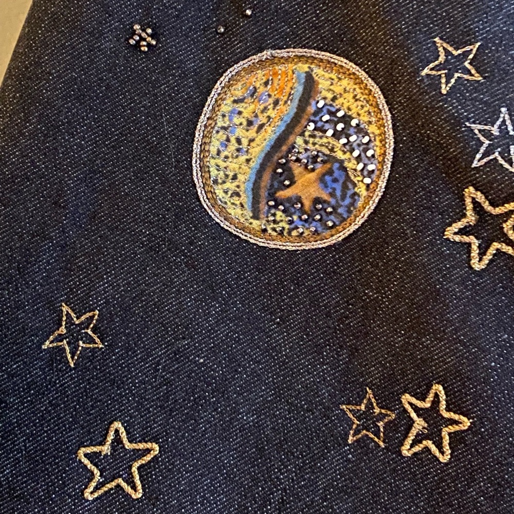 🪐☄️⭐Final Price⭐🌑🌜Valentino Space Embroidered Cuffed Jeans, Size 29 - Picture 6 of 16